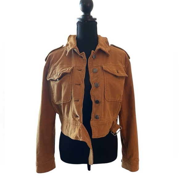Free People Evelyn Cropped Jacket XS | Camel Brown Western Corduroy Button-Up - Picture 2 of 10